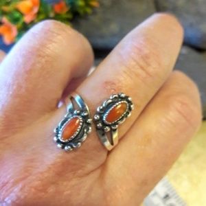 Vintage Sterling Navajo  Coral Ring